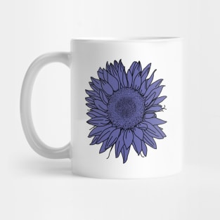 Very Peri Periwinkle Blue Sunflower Floral Drawing Mug